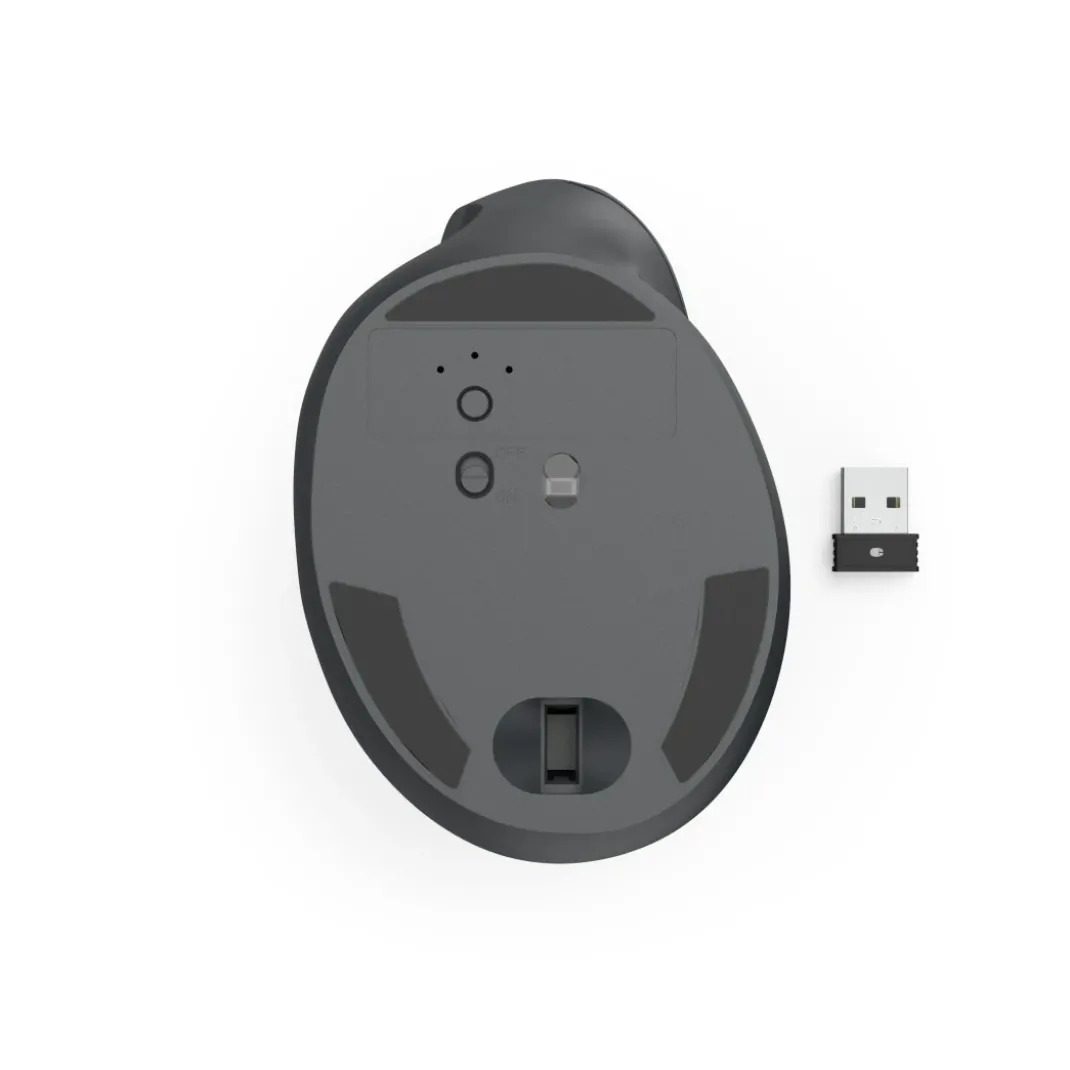 Vertikale, ergonomische Linkshänder-Maus "EWM-500L", Funk, 7 Tasten,Schwarz