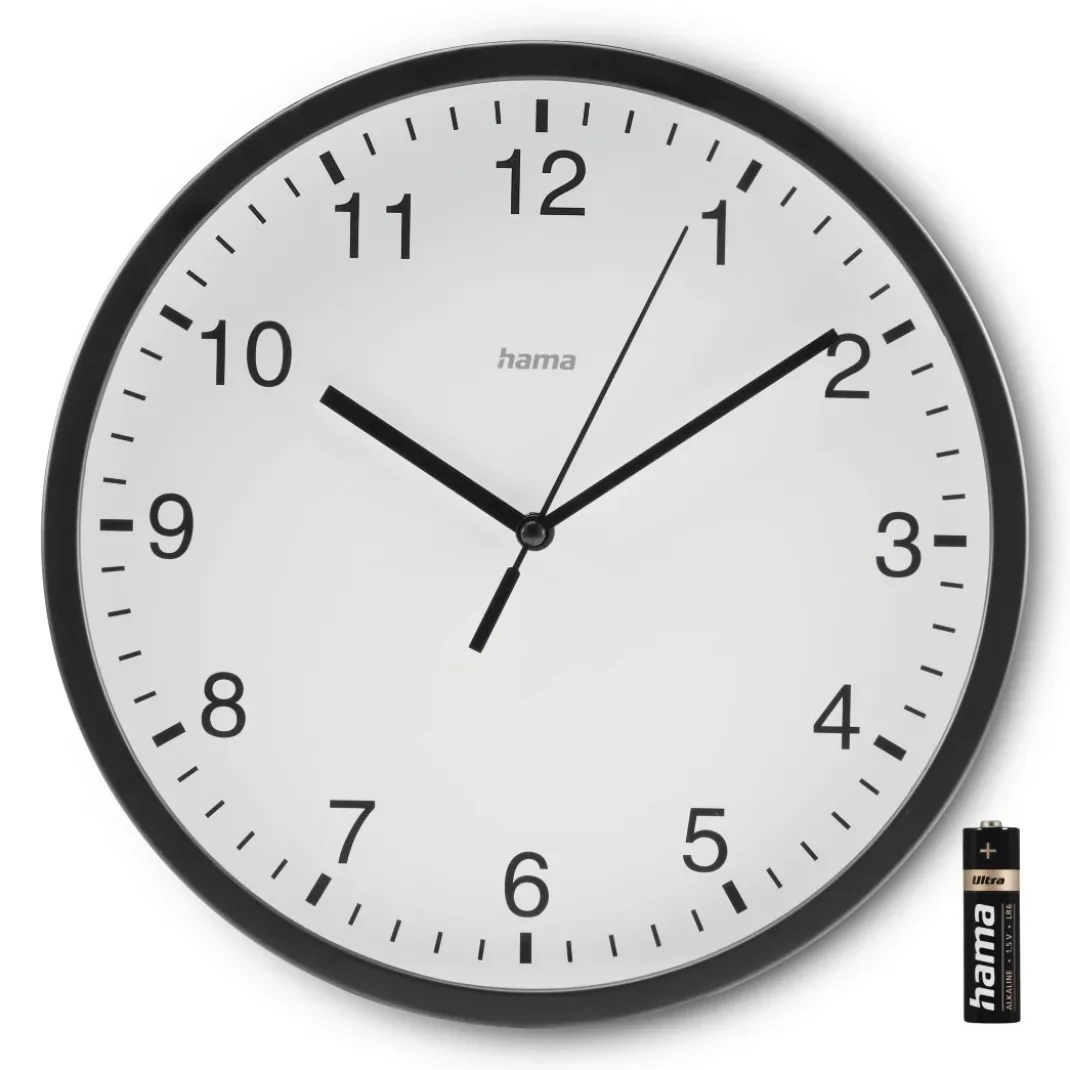 Wanduhr "Elba", Ø 25 cm, ohne Ticken, Schwarz