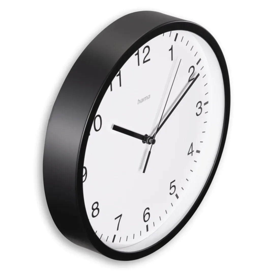 Wanduhr "Elba", Ø 25 cm, ohne Ticken, Schwarz