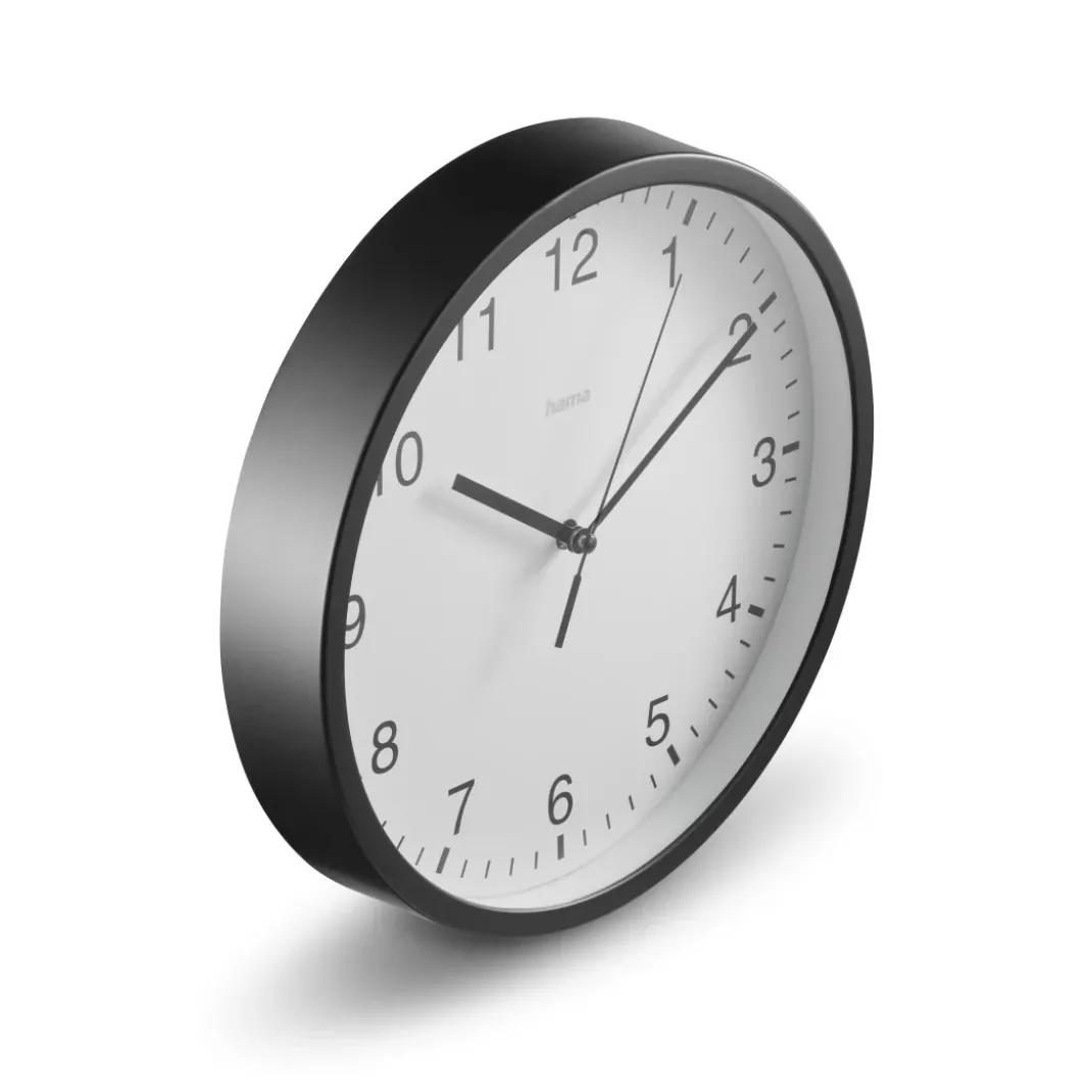 Wanduhr "Elba", Ø 25 cm, ohne Ticken, Schwarz