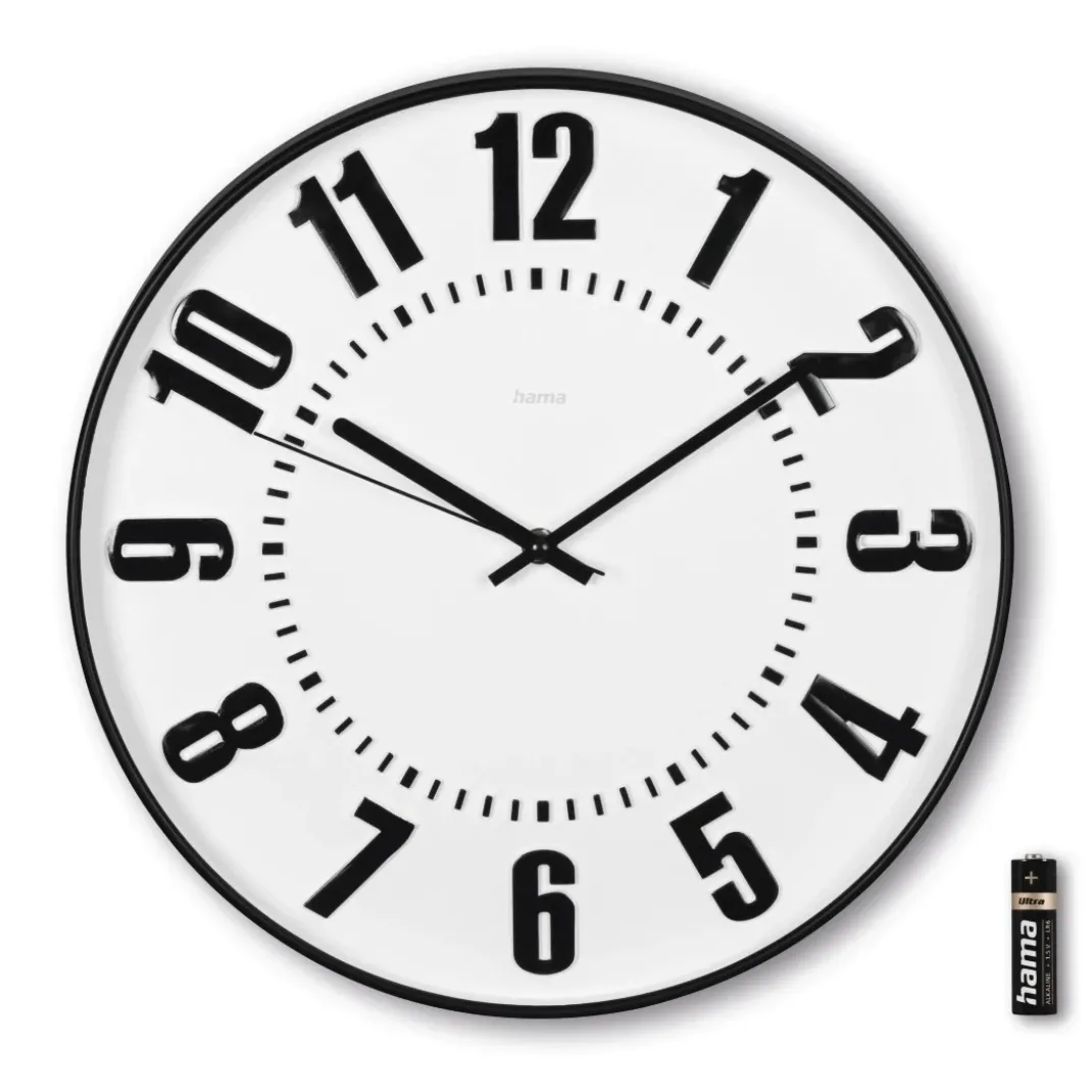 Wanduhr "Formentera", Ø 35 cm, ohne Ticken, Schwarz/Weiß