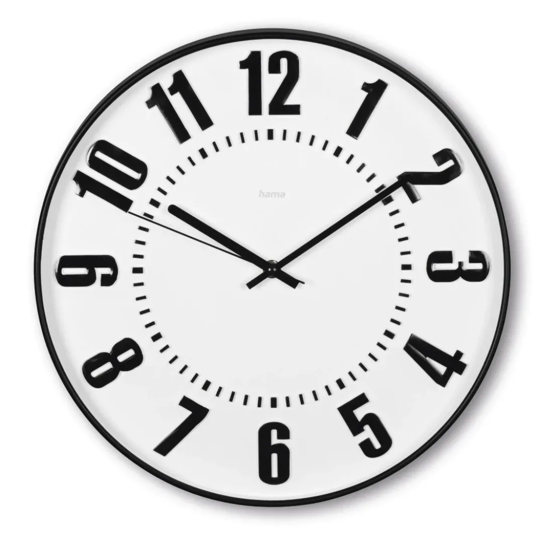 Wanduhr "Formentera", Ø 35 cm, ohne Ticken, Schwarz/Weiß
