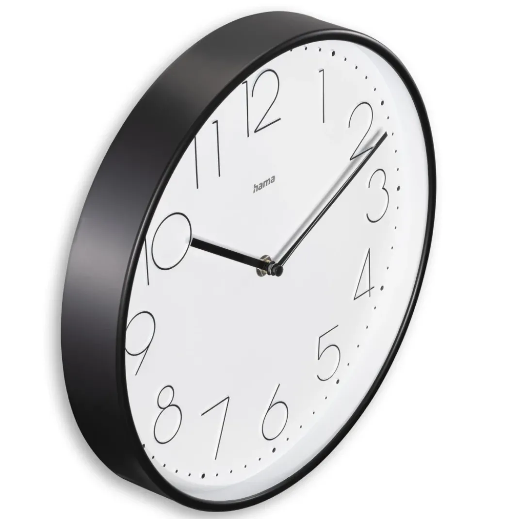 Wanduhr "Korsika", Ø 30 cm, ohne Ticken, Schwarz/Weiß