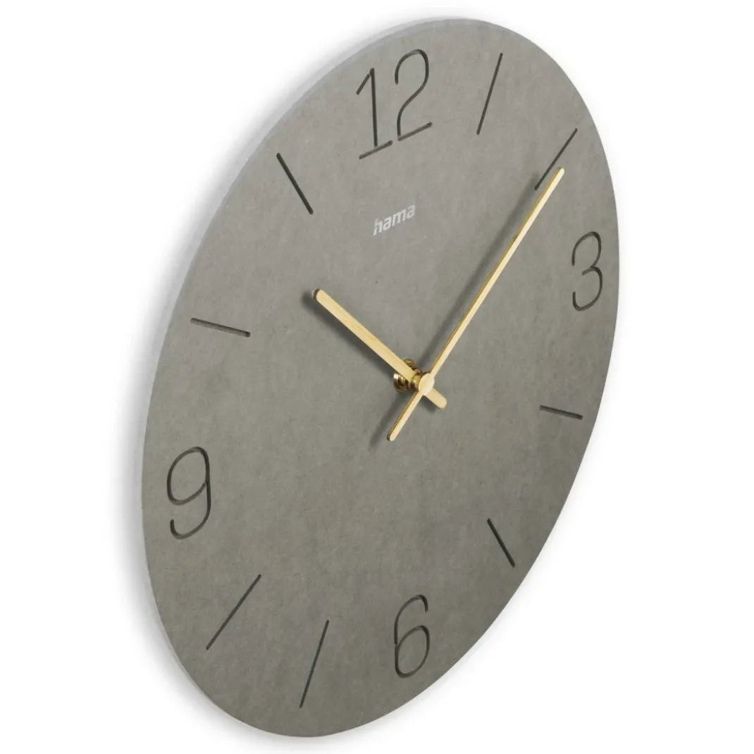 Wanduhr "Kreta", Quarzuhr, analog, MDF, eingravierte Ziffern, Ø 30 cm, Grau