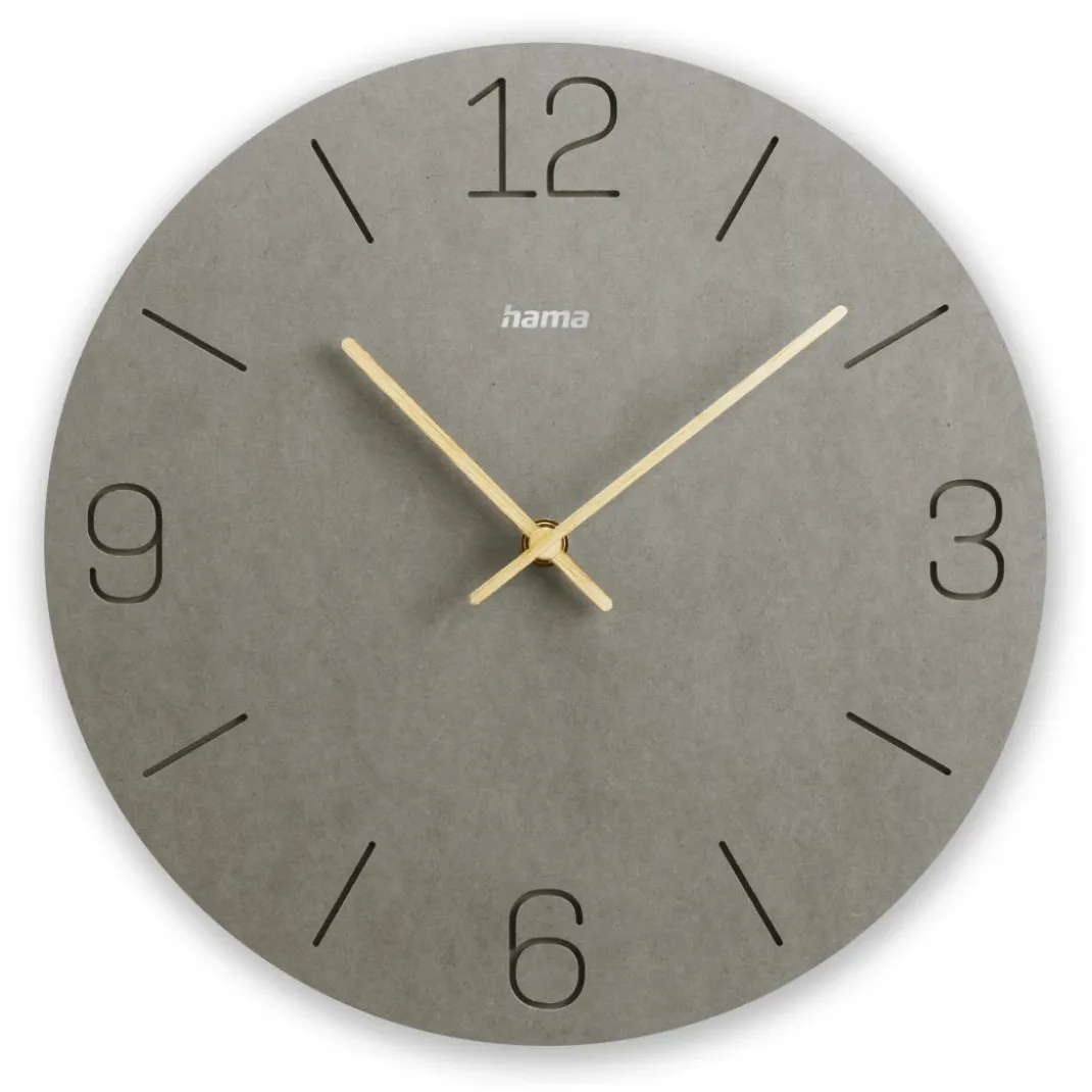 Wanduhr "Kreta", Quarzuhr, analog, MDF, eingravierte Ziffern, Ø 30 cm, Grau