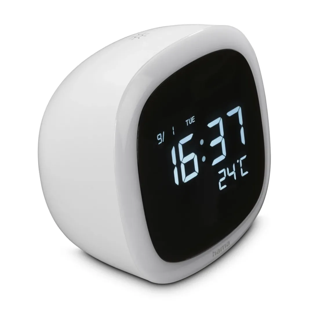 Wecker "Bora Bora" mit Nachtlicht, dimmbar, Weiß