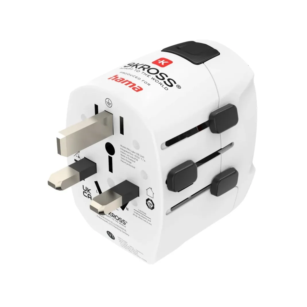 Weltreiseadapter Set "World Travel Pro Light USB", 3-polig, 2x USB