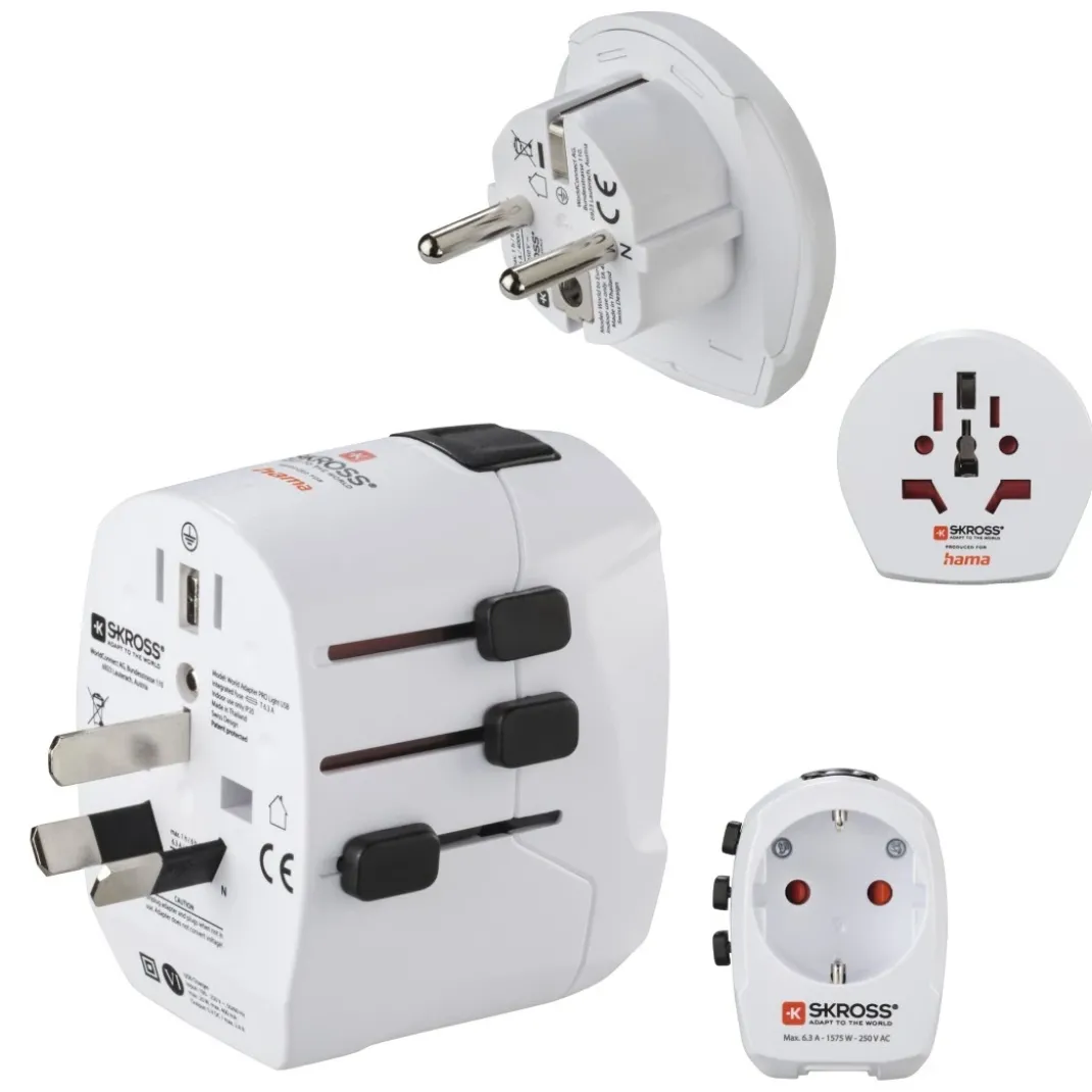 Weltreiseadapter Set "World Travel Pro Light USB", 3-polig, 2x USB