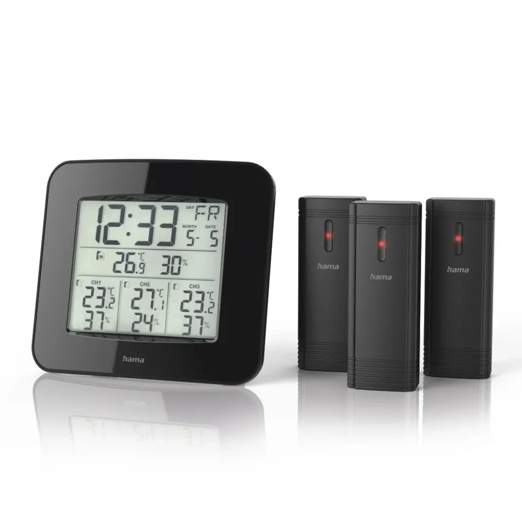 Wetterstation "EWS-Trio", mit drei Sensoren, Schwarz
