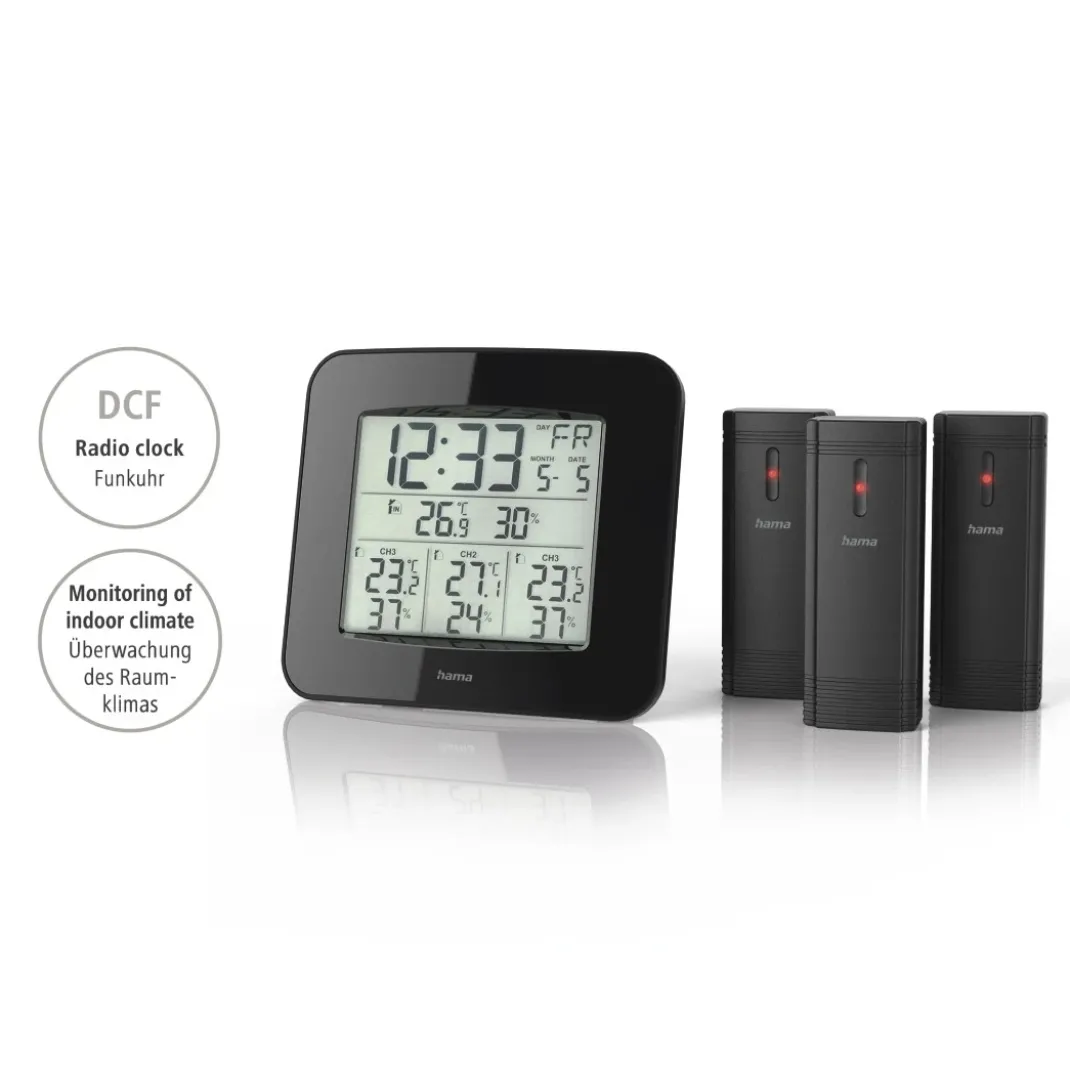 Wetterstation "EWS-Trio", mit drei Sensoren, Schwarz