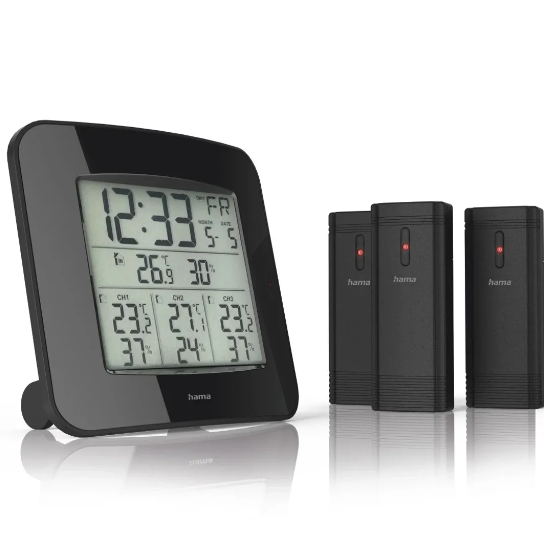 Wetterstation "EWS-Trio", mit drei Sensoren, Schwarz