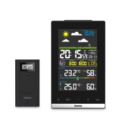 Wetterstation "Jamaika", mit Außensensor, Funk, Wecker, Raumklima, Schwarz