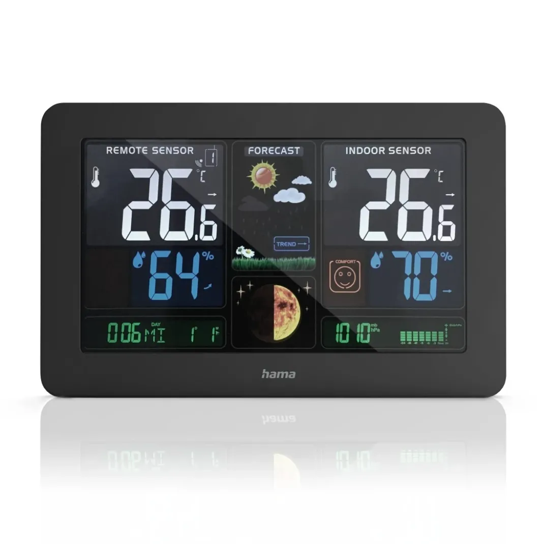 Wetterstation "Premium", mit LED-Farbdisplay und USB-Ladefunktion