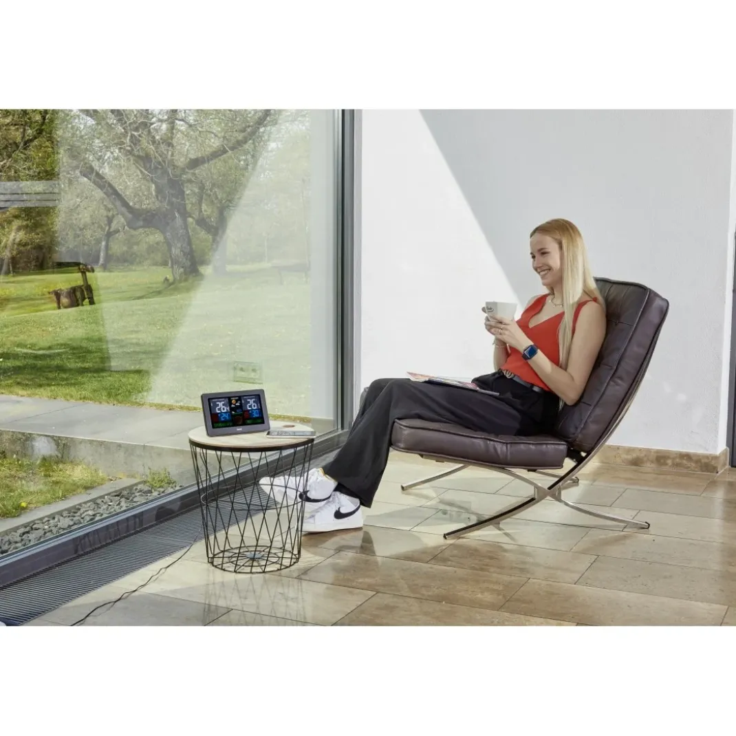 Wetterstation "Premium", mit LED-Farbdisplay und USB-Ladefunktion
