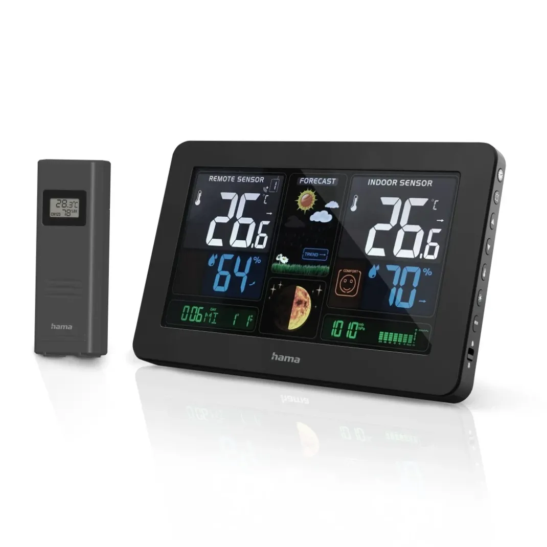 Wetterstation "Premium", mit LED-Farbdisplay und USB-Ladefunktion