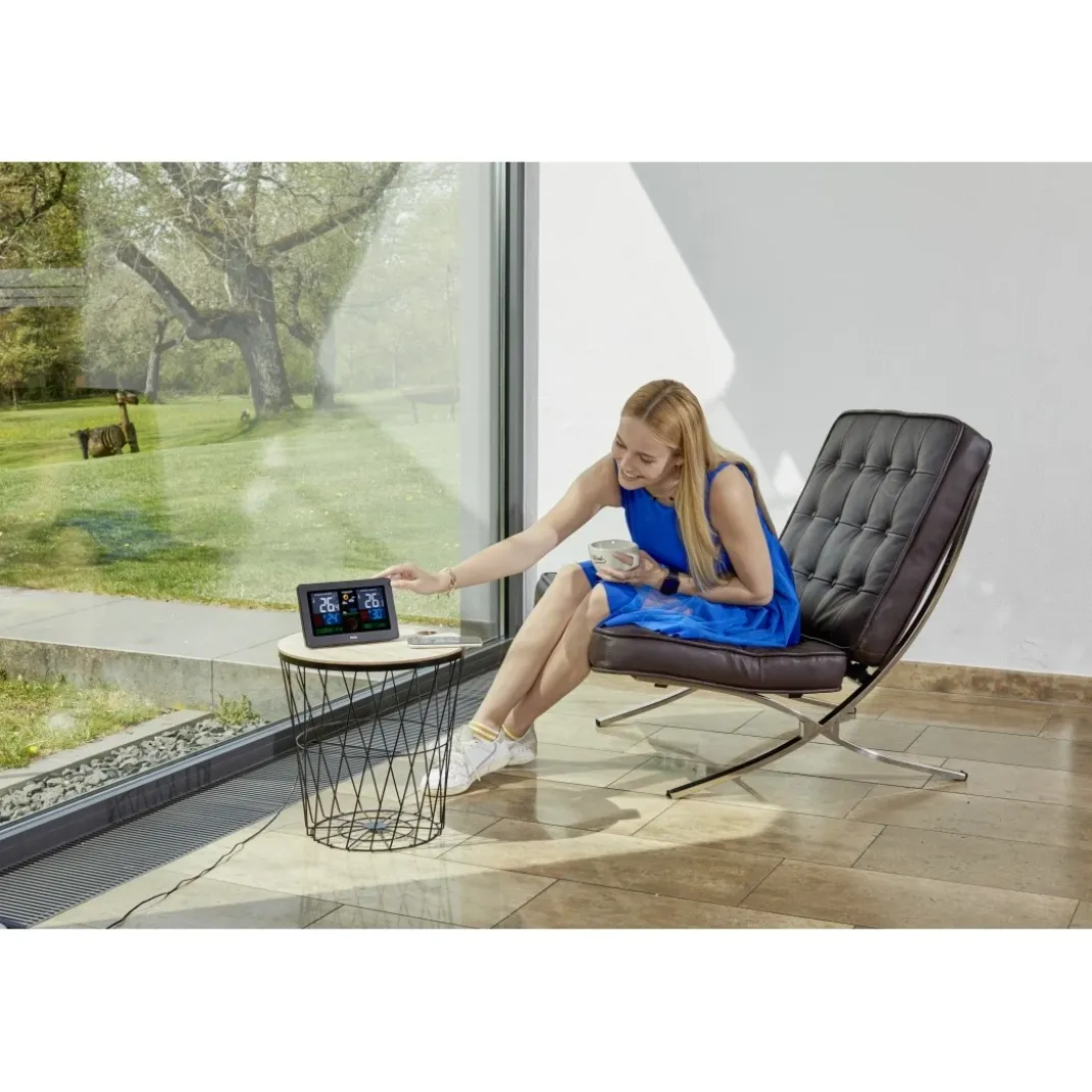 Wetterstation "Premium", mit LED-Farbdisplay und USB-Ladefunktion