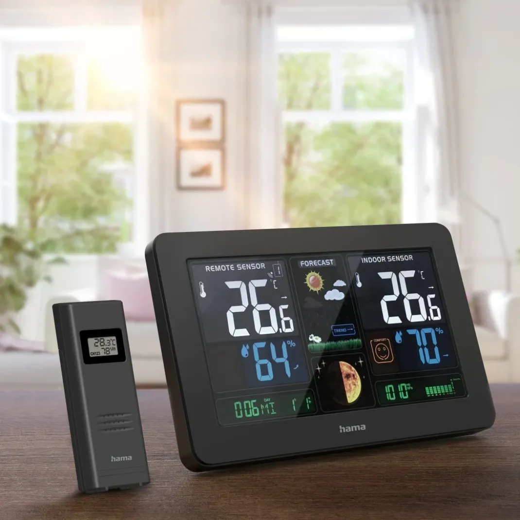 Wetterstation "Premium", mit LED-Farbdisplay und USB-Ladefunktion