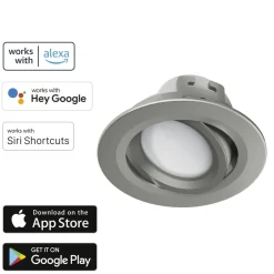 WLAN LED-Einbauspot, 5W, per Sprache/App steuern, verstellbar, Satin-Nickel