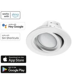 WLAN LED-Einbauspot, 5W, per Sprache/App steuern, verstellbar, Weiß