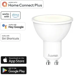WLAN-LED-Lampe, GU10, 5,5W, dimmbar, Refl., für Sprach-/App-Steuerung, Weiß